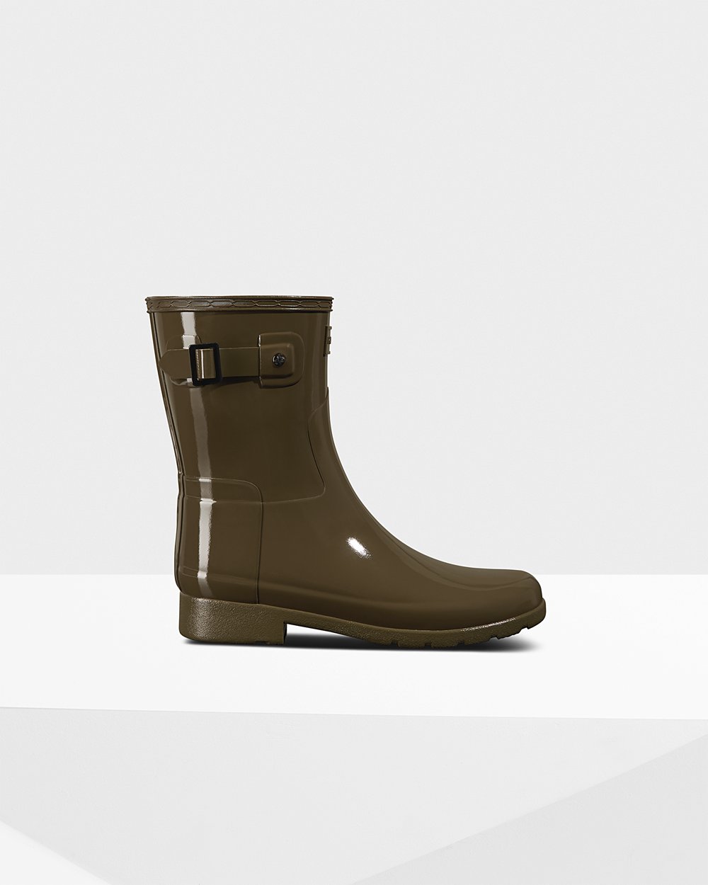 Women Hunter Refined Slim Fit Gloss | Short Rain Boots Green | NZ-18526-OGVU